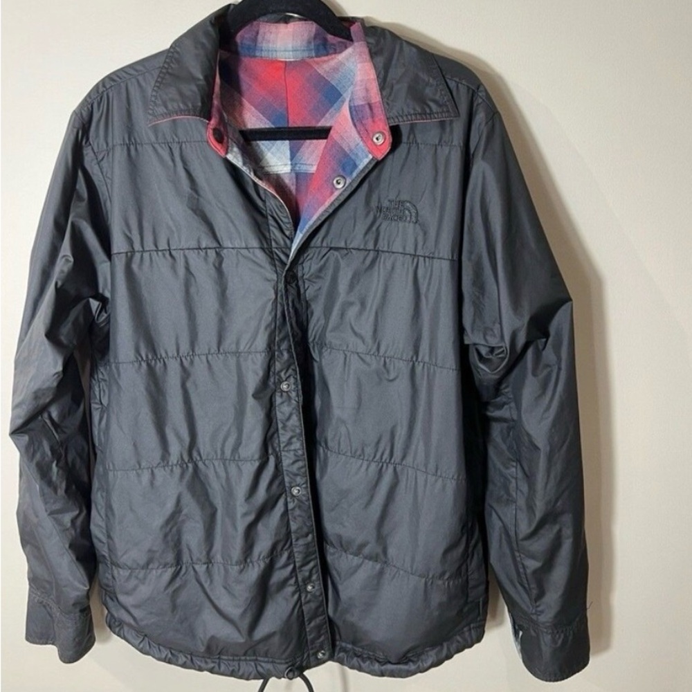 The North Face Men's black/ red reversible flannel jackets size L